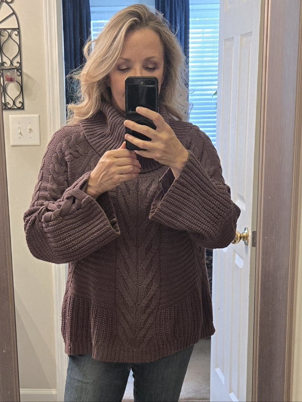 Express Purple Braided Sweater